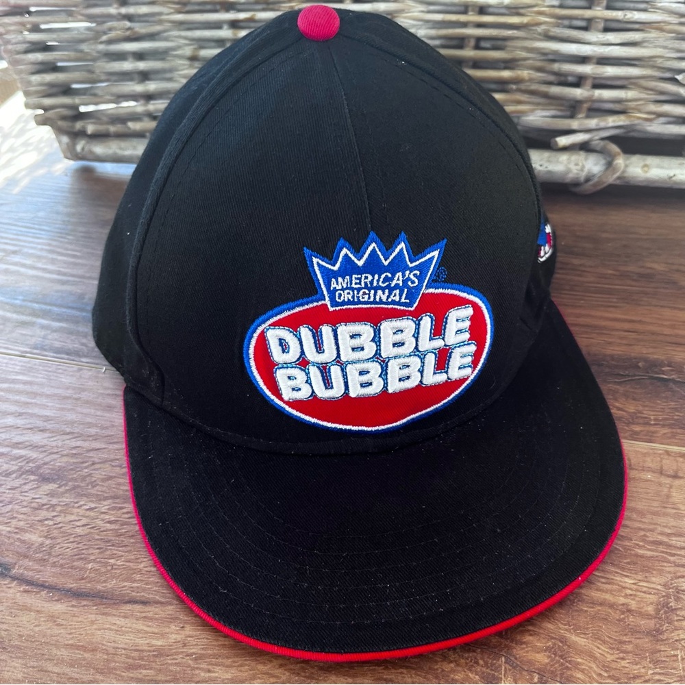 Dubble Bubble black flat brim SnapBack hat